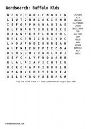 English Worksheet: Buffalo Kids wordsearch