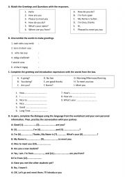 English Worksheet: Greetings