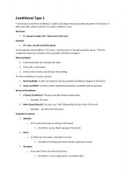 English Worksheet: Conditionals Type 1