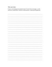 English Worksheet: impact of social media on teenagers