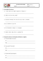 English Worksheet: Create Sentences (Present - Simple Past - Simple Future)