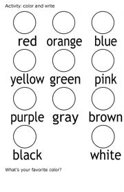 English Worksheet: Colors