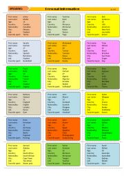 English Worksheet: personal information 