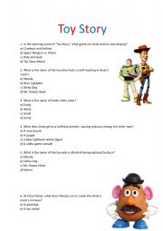 English Worksheet: Toy Story 1 - Movie Assignment