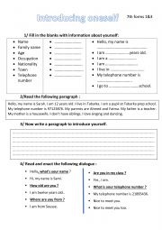 English Worksheet: Introducing oneself and others