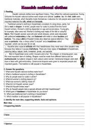 English Worksheet: Kazakh national clothes