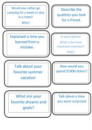 English Worksheet: Advance SPEAKING CARDS