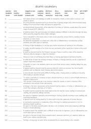 English Worksheet: A2+-B1 25 Health vocabulary words