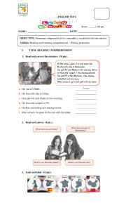 English Worksheet: English Diagnostic Test Third Grade