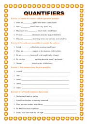 English Worksheet: quantifiers some any a few a little a lot