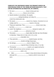 English Worksheet: A new exercise about pres simple or continuous