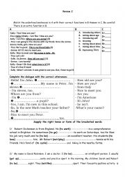 English Worksheet: review tasks 2