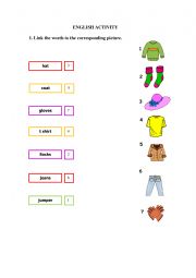 English Worksheet: clothes