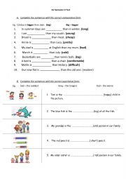 English Worksheet: A1 level test comparatives