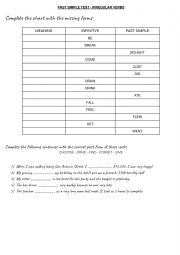 Past forms irregular verbs