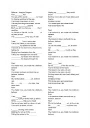 English Worksheet: Song Lesson Believer