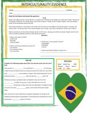 English Worksheet: Brazil reading comprehension