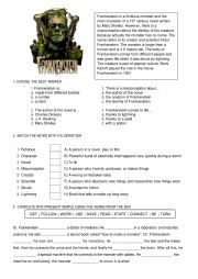 English Worksheet: Halloween - Frankestein worksheer A2-B1