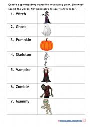 English Worksheet: Spooky Halloween Story - Speaking Practice