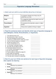 English Worksheet: Figurative_Language_Worksheet