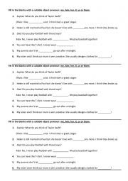 English Worksheet: OBJECTIVE PRONOUNS