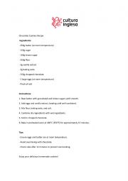 English Worksheet: Cookies Recipe and food conversation