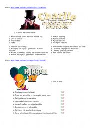 English Worksheet: Halloween worksheet A1-A2 Wonka + Simpsons