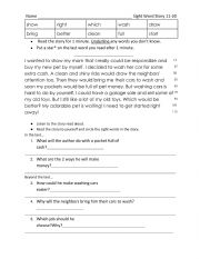 English Worksheet: Sight Word Story 2:Pet Money