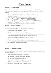 English Worksheet: time clauses interesting exercises