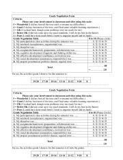 English Worksheet: End of Term Grade Negotiation Form 