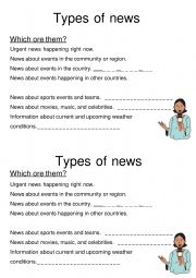 English Worksheet: Types of news