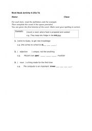 English Worksheet: Vocabulary