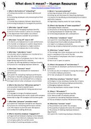 English Worksheet: What does it Mean? Human Resources 