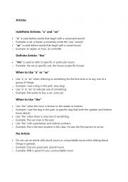 English Worksheet: Articles: A/An/The