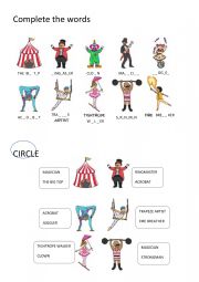 English Worksheet: Circus vocabulary