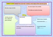 English Worksheet: World cloud: me and what I like (films and series, genres, activities, characters descriptions)