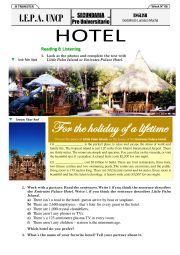 English Worksheet: HOTELS