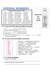 English Worksheet: ordinal numders