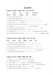 English Worksheet: Quantifiers (Some, Any)