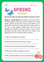 English Worksheet: Spring 