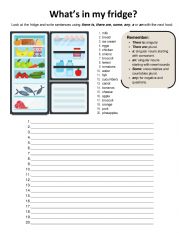 English Worksheet: What�s in your fridge - some, a, an and any