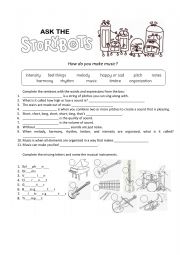 English Worksheet: Music with the StoryBots!