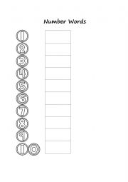 English Worksheet: Number 1-10 Fill in the Blank