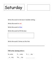 English Worksheet: Spelling - Saturday