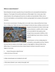 English Worksheet: Natural Disasters