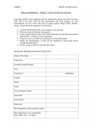 English Worksheet: The USA project