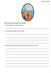 James and the Giant Peach movie worksheet