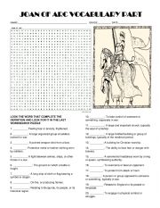 English Worksheet: JOAN OF ARC VOCABULARY