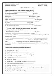 English Worksheet: Diagnostic test 2nd form