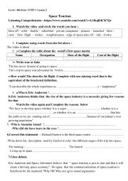 English Worksheet: Space Tourism